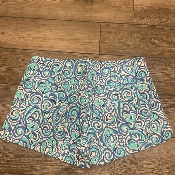 LILLY PULITZER Shorts Size 0 Adie Chasing Tail Blue Fish Side Zip w/ Pockets - Picture 5 of 6